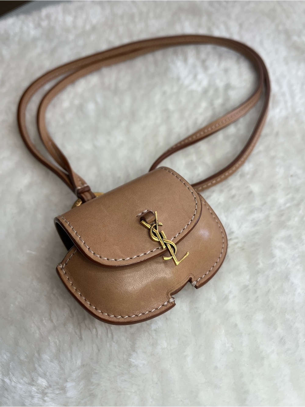 SAINT LAURENT YSL LEATHER AIR PODS WITH NECK STRAP